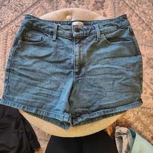 Teal Vintage Fit Midi Jean Shorts